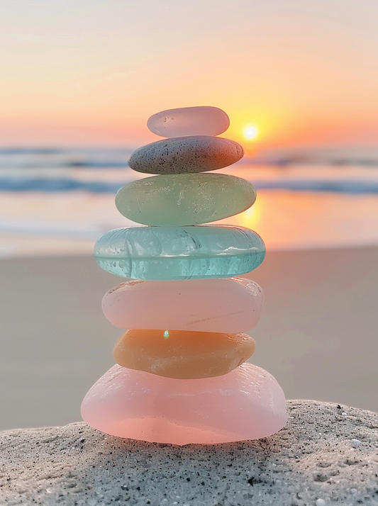 Seaglass Stones At Sunset Diamond Art Kit