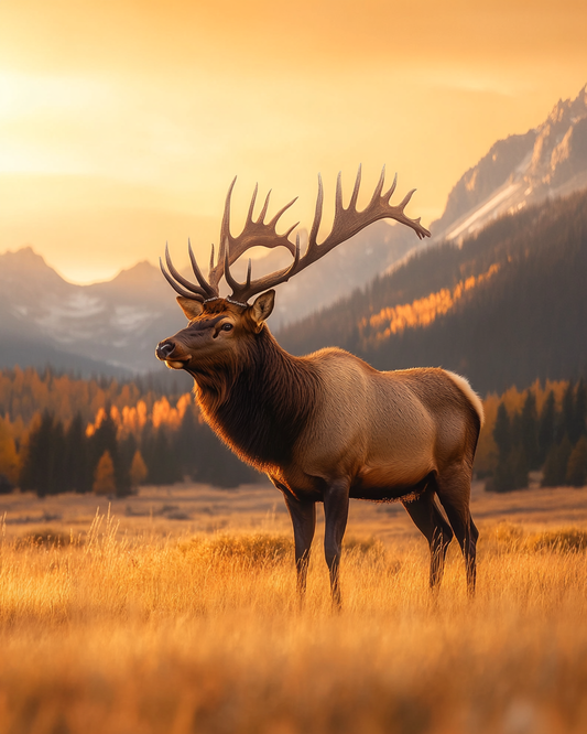 Brown Grass Meadow Elk Diamond Art Kit