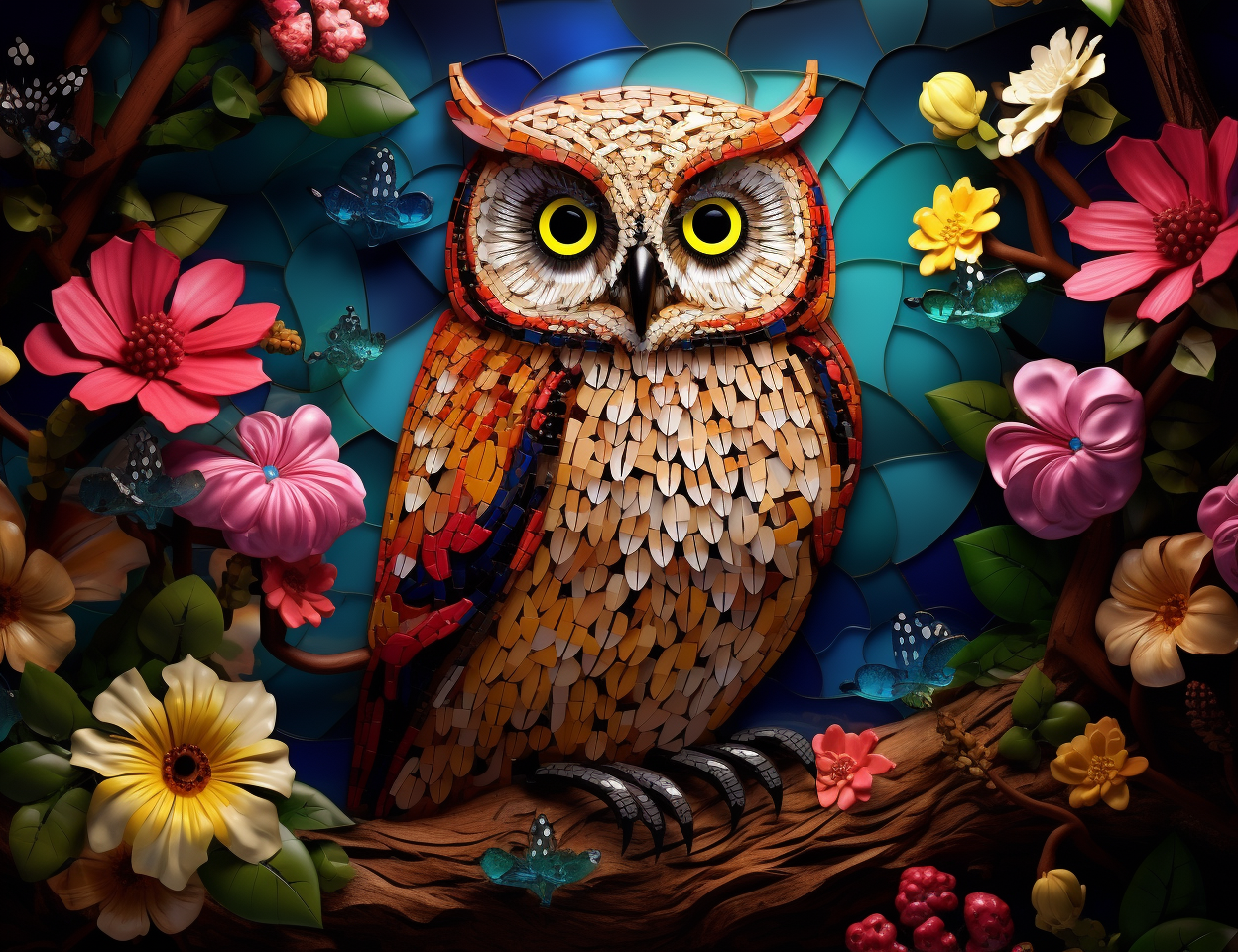 Owl In Abstract Diamond Art Kit