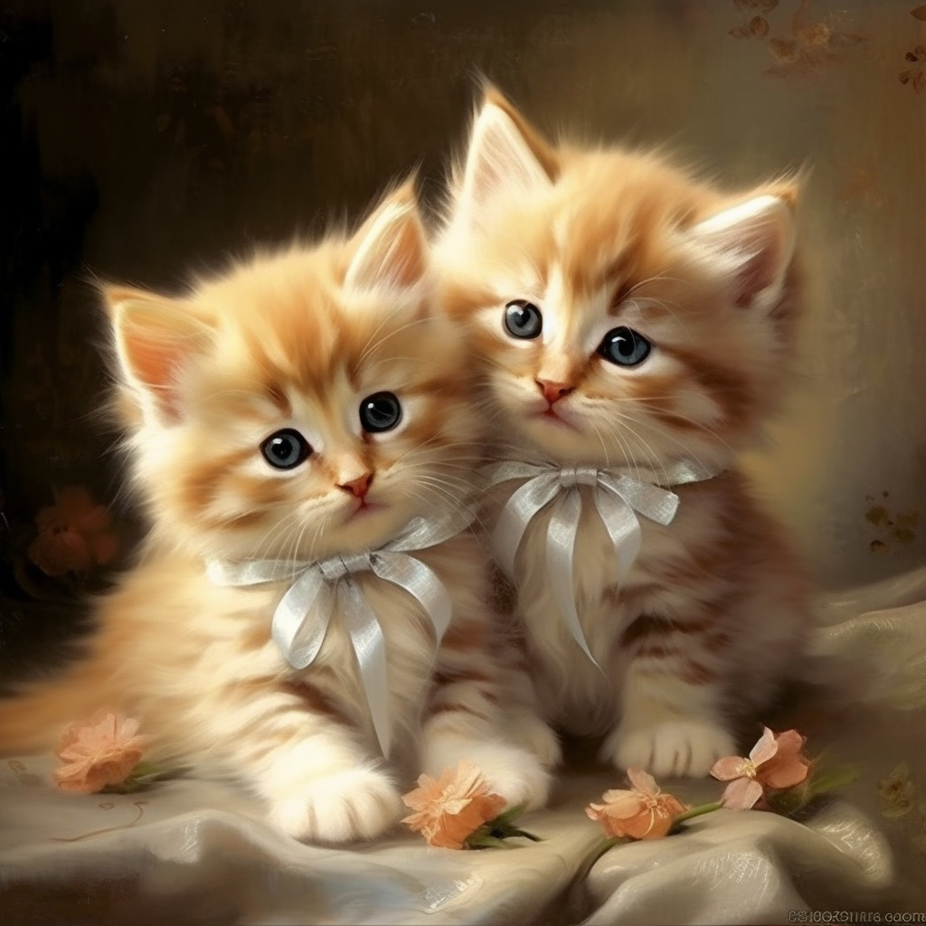 Silver Bow Kittens Diamond Art Kit