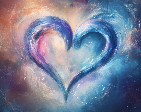 Blue Feathery Heart Diamond Art Kit