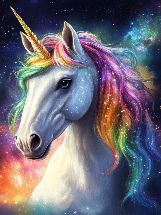 Gold Horn Rainbow Mane Unicorn Diamond Art Kit