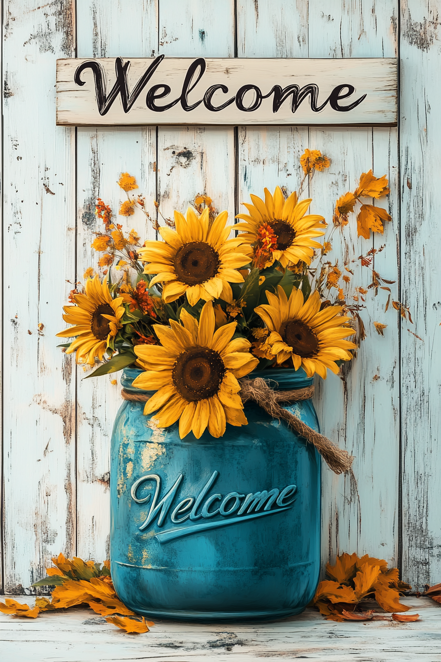 Welcome Jar Of Sunflowers Diamond Art Kit