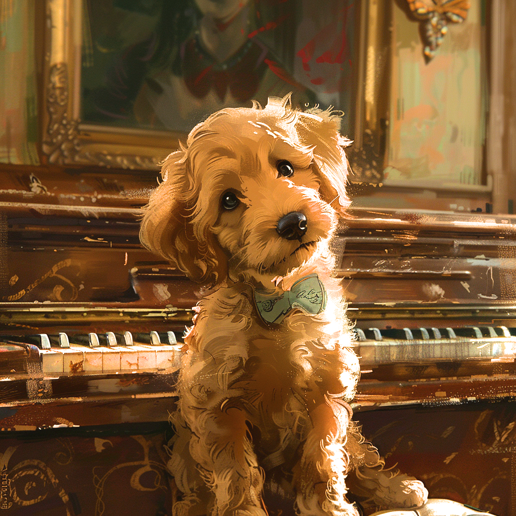 Golden Noodle By The Piano Diamond Art Kit