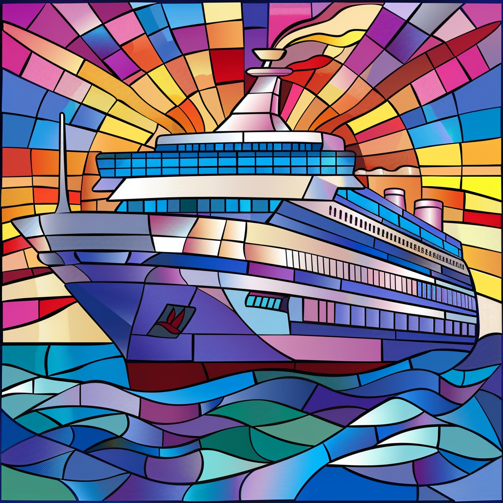 Abstract Sky Water Cruise Ship Diamond Art Kit