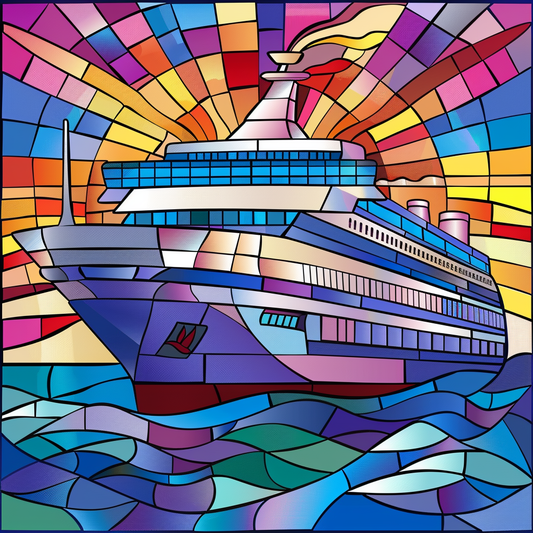 Abstract Sky Water Cruise Ship Diamond Art Kit