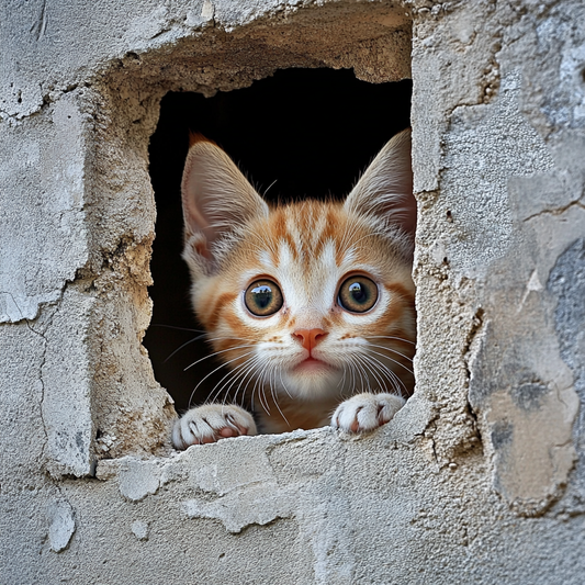 Peeking Wall Striped Kitten Diamond Art Kit