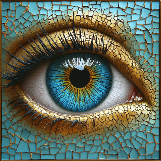 Mosaic Teal Gold Eye Diamond Art Kit