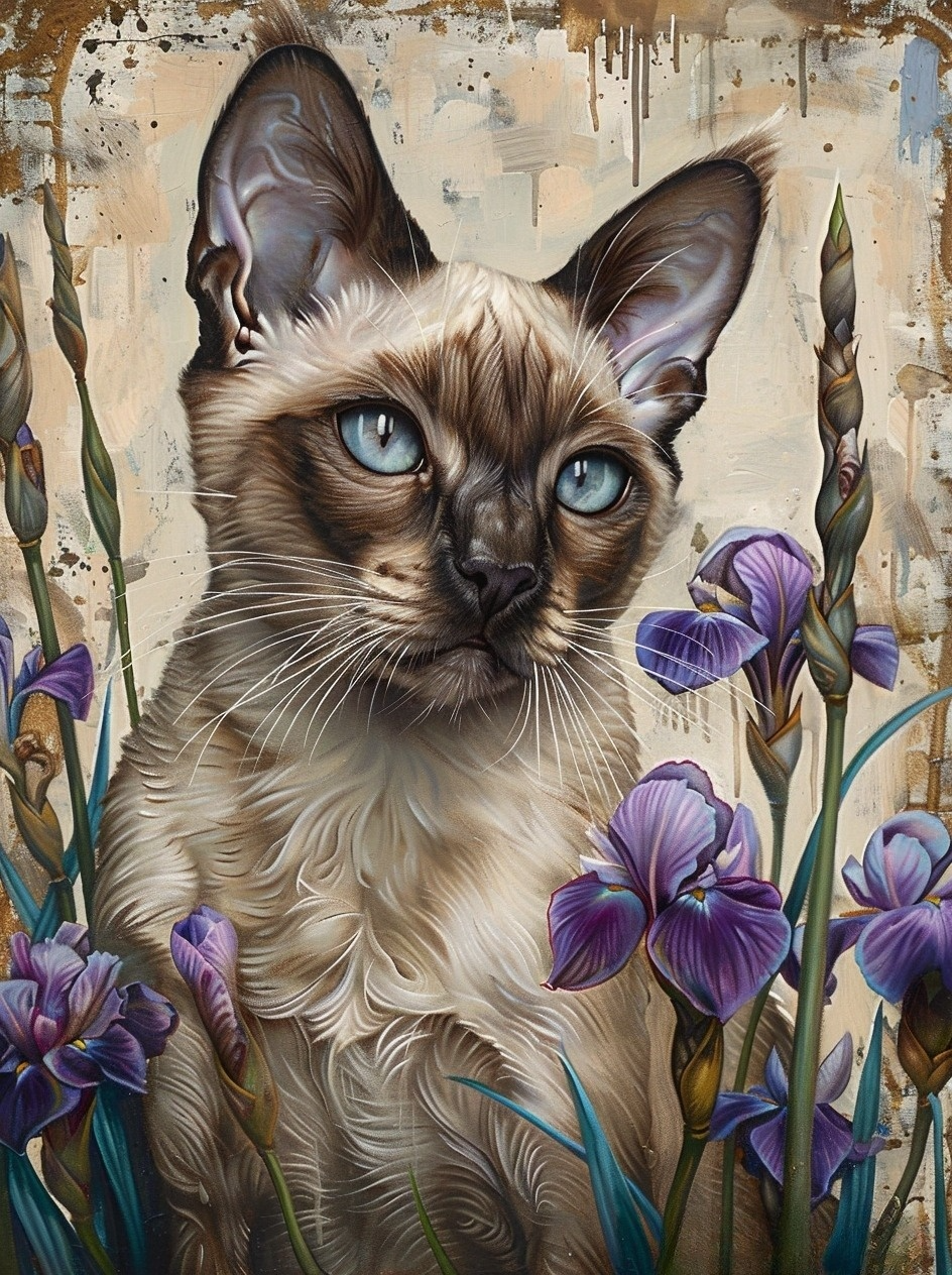 Cat In The Irises Diamond Art Kit