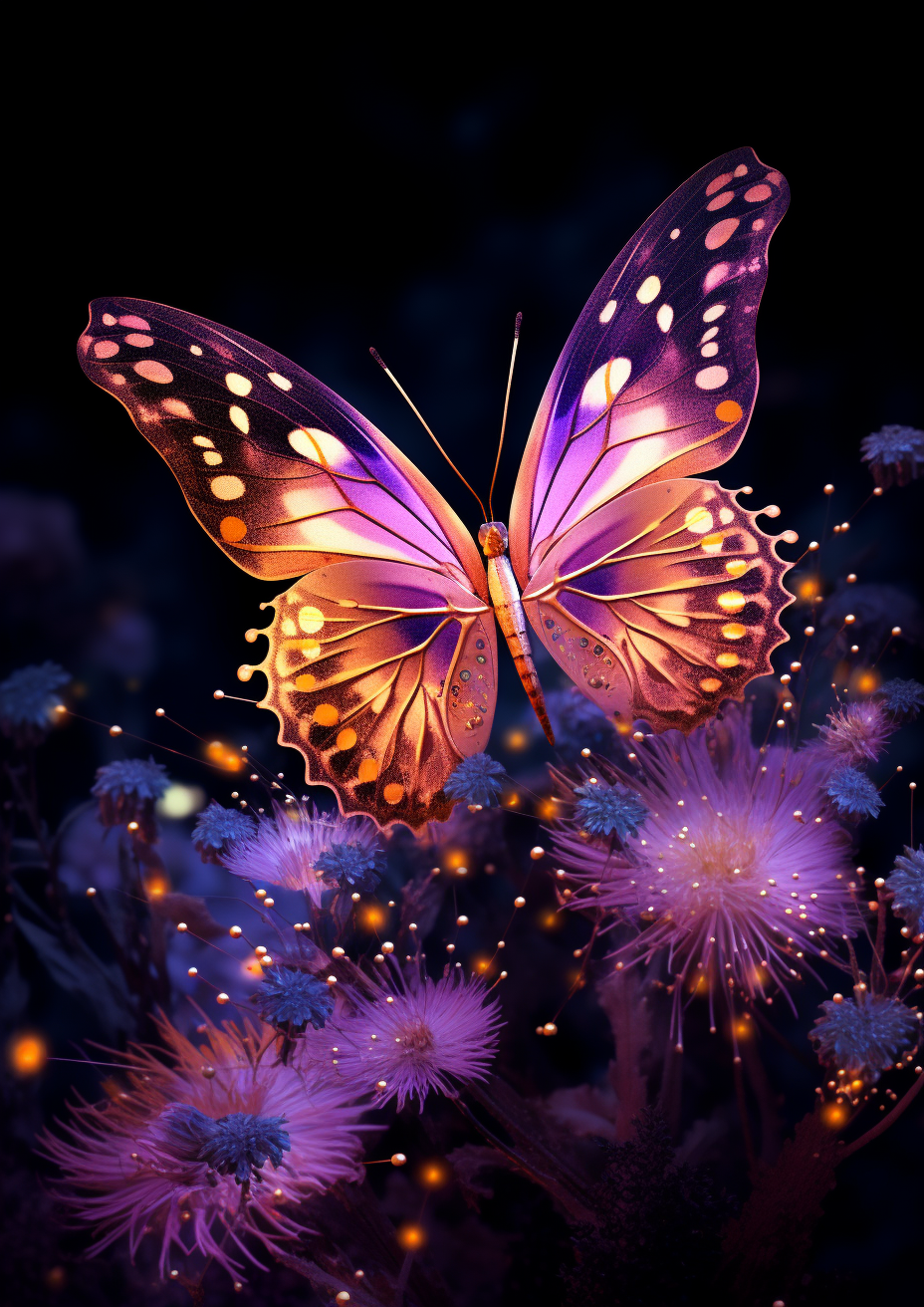 Purple Spikey Flower Butterfly Diamond Art Kit