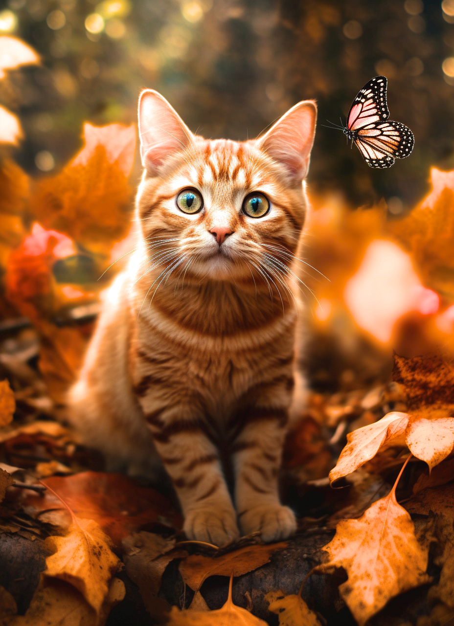 Butterfly And Stripped Cat Diamond Art Kit