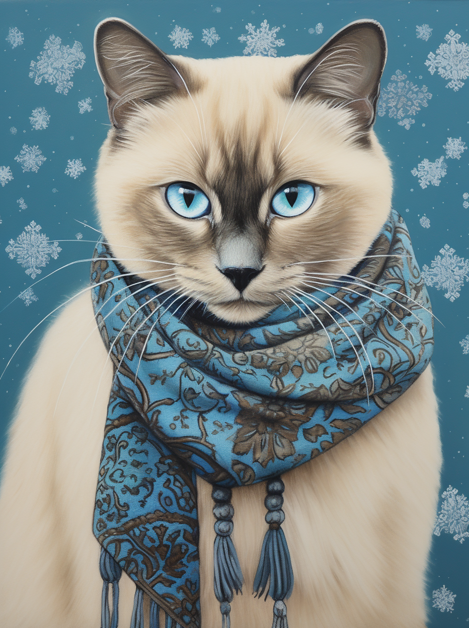 Blue Brown Scarf Siamese Diamond Art Kit