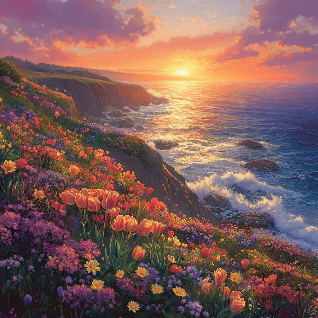 Almost Twilight Seaside Flowers Diamond Art Kit