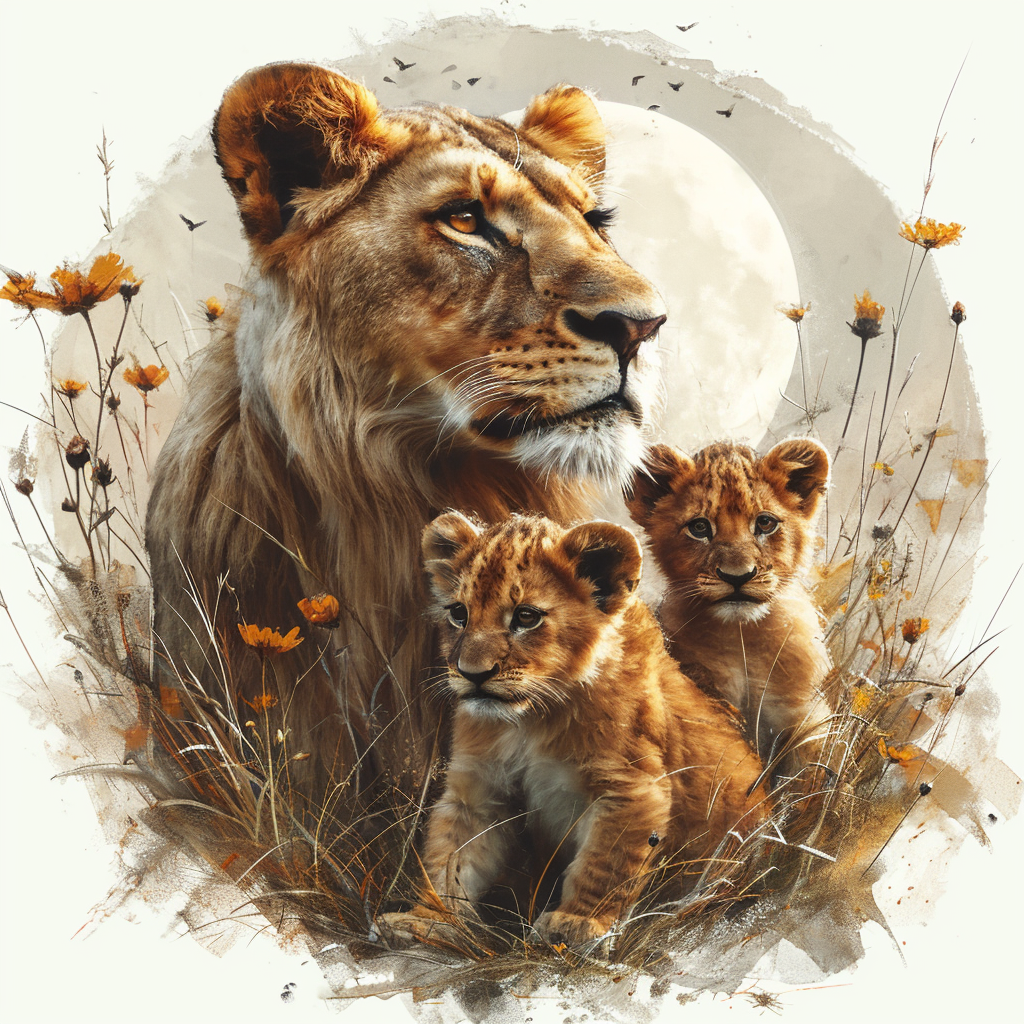 Lioness And Two Cubs Diamond Art Kit