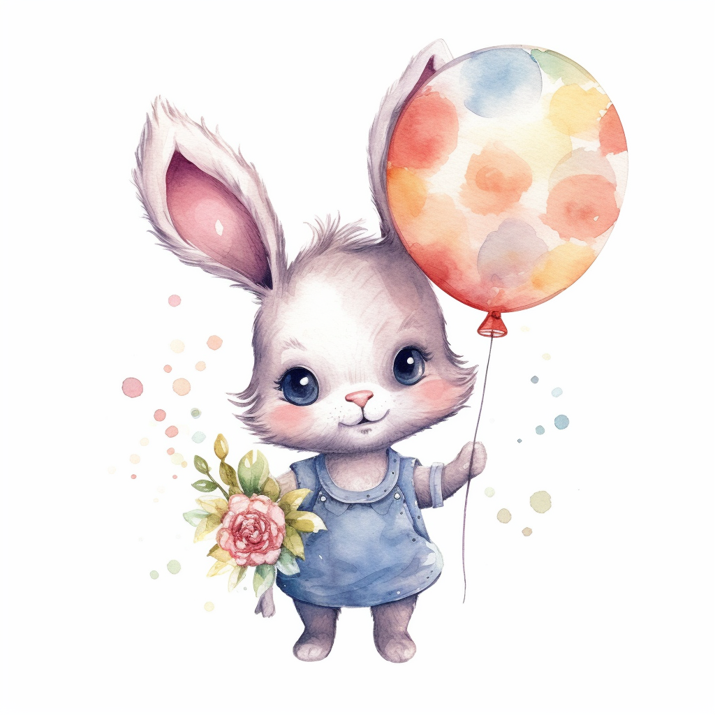 Little Rabbit Balloon Watercolor Diamond Art Kit