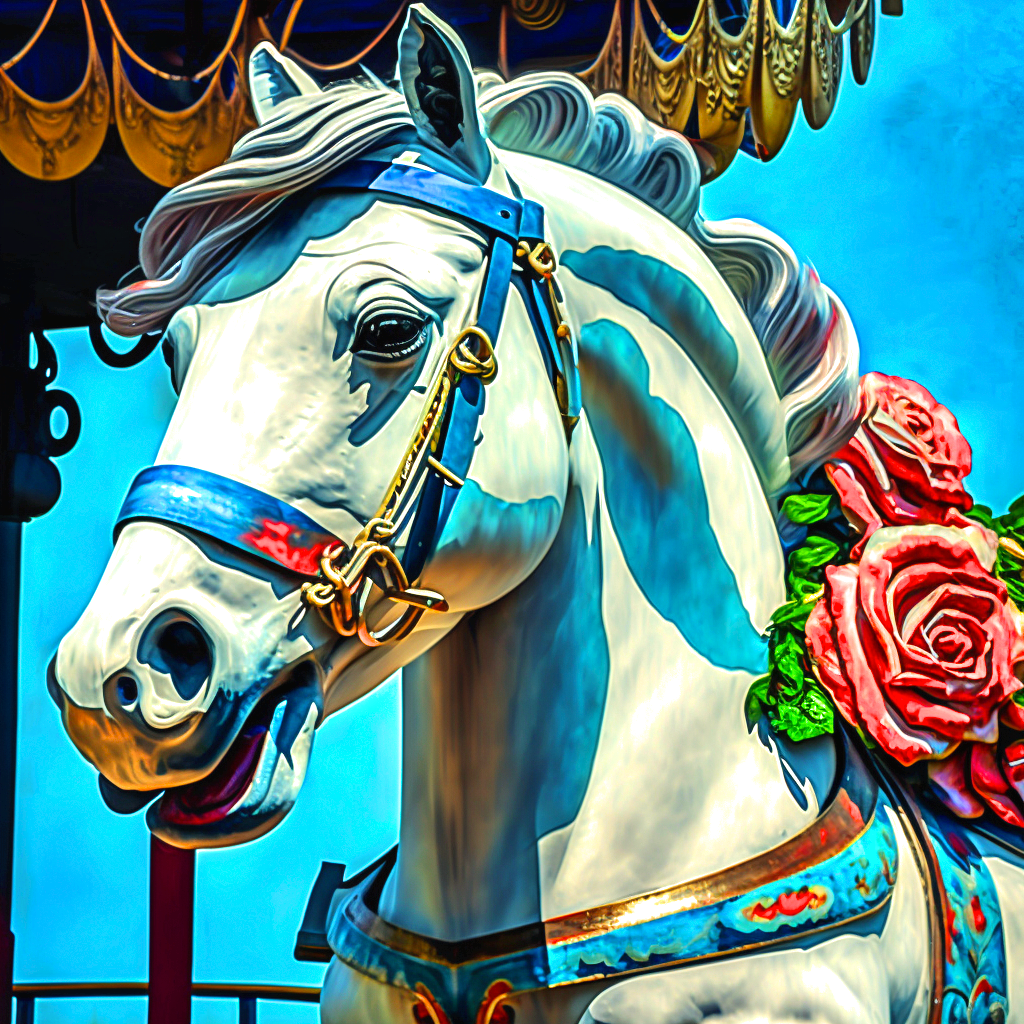Red Rose Carousel Horse Diamond Art Kit