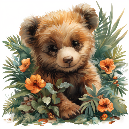 Orange Flower Little Bear Diamond Art Kit