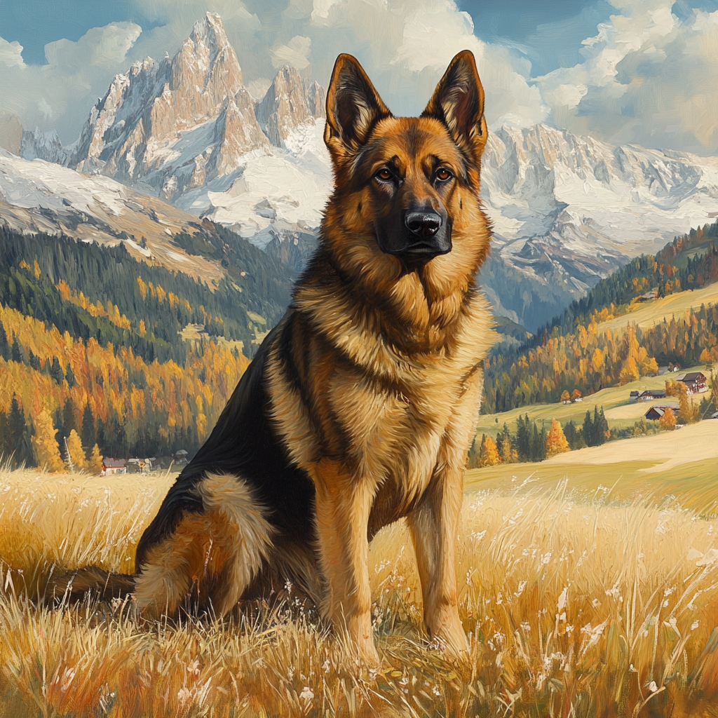 Changing Leaves Mountain German Shepherd Diamond Art Kit