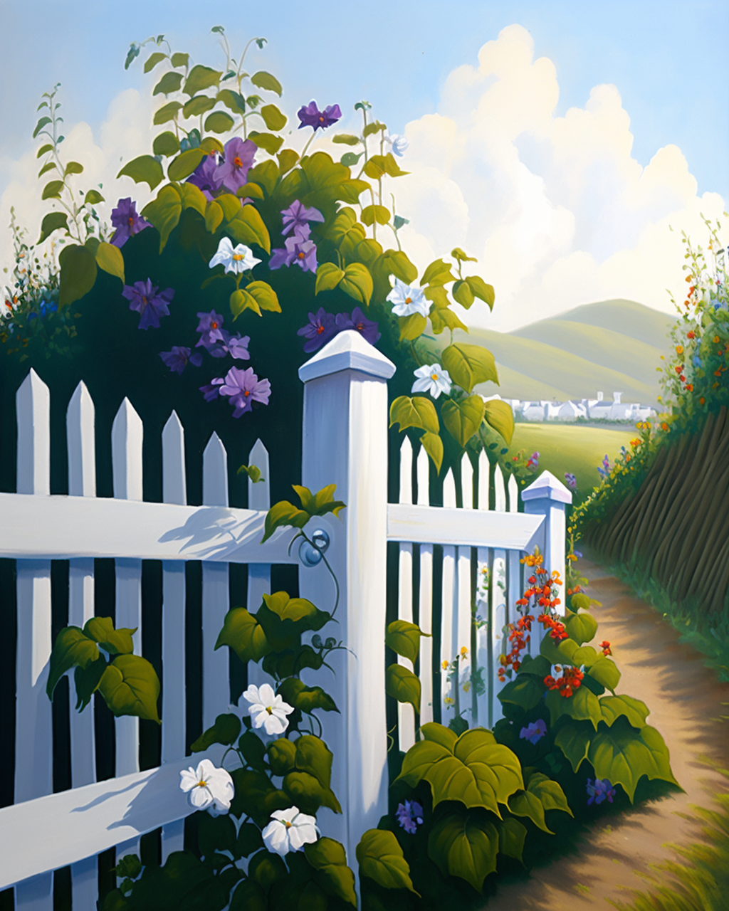 Flowers On The Fence Diamond Art Kit
