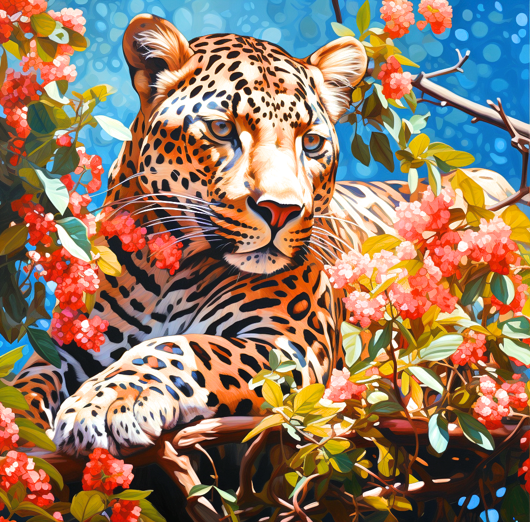 Flowery Branches Leopard Diamond Art Kit