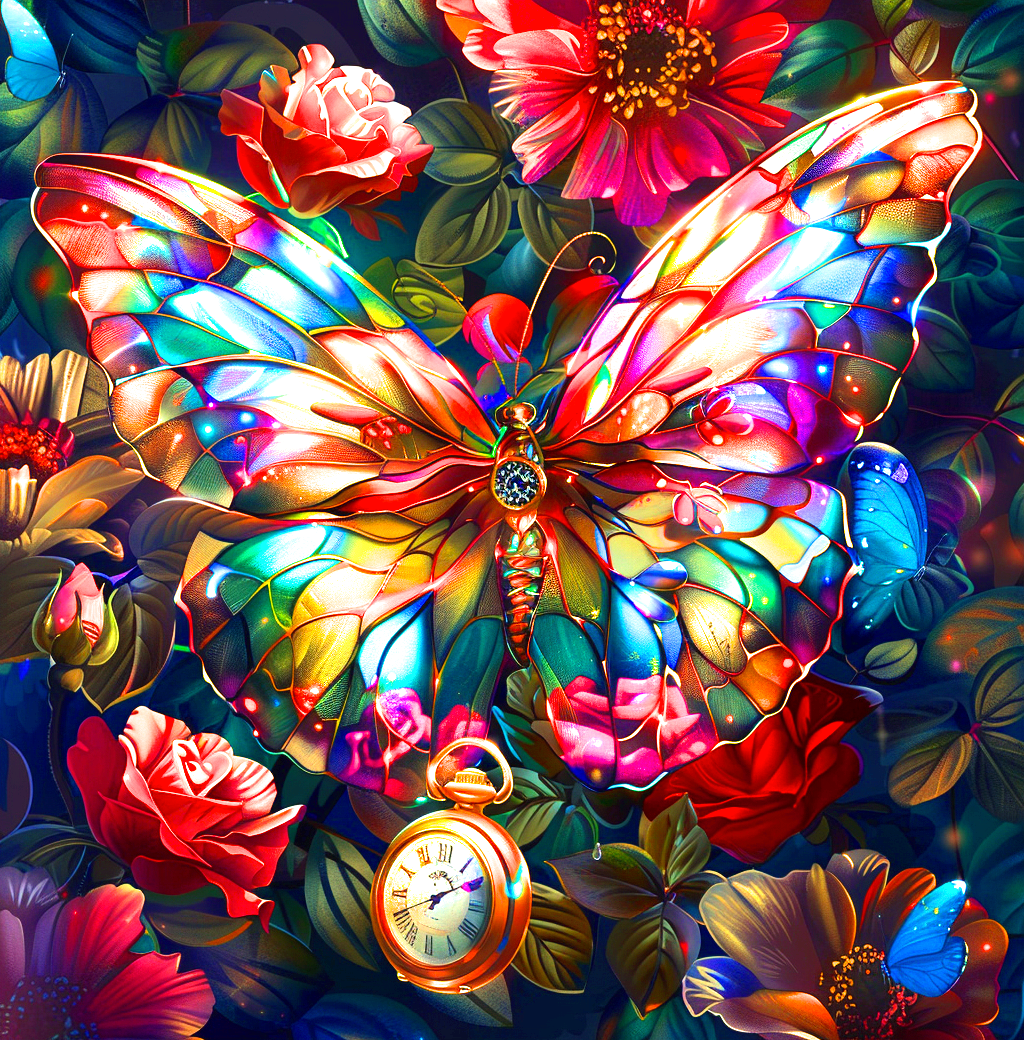 Vibrant Color Butterfly Pocket Watch Diamond Art Kit