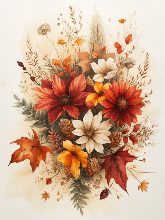 Nuetral Color Flowers Diamond Art Kit