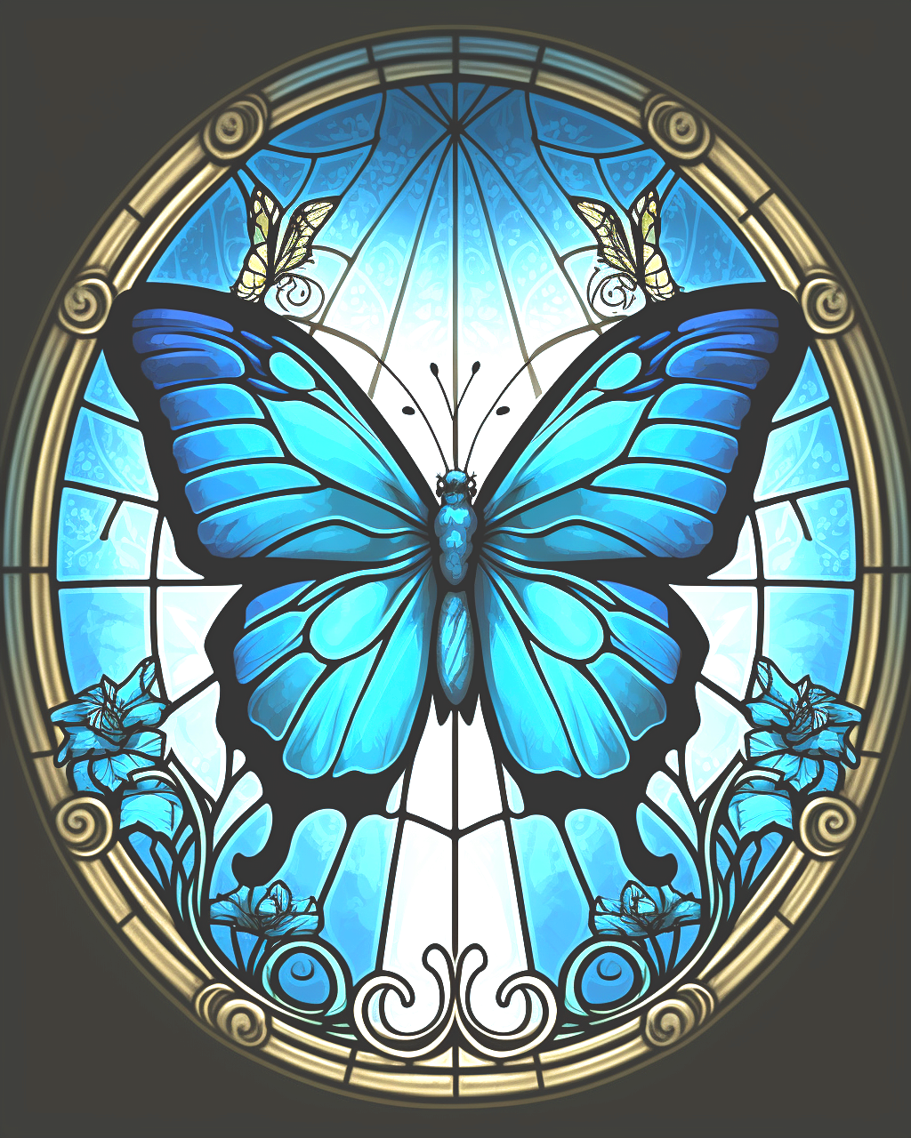 Blue Butterfly Oval Diamond Art Kit