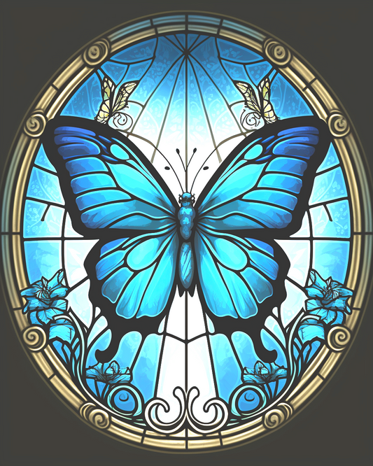 Blue Butterfly Oval Diamond Art Kit