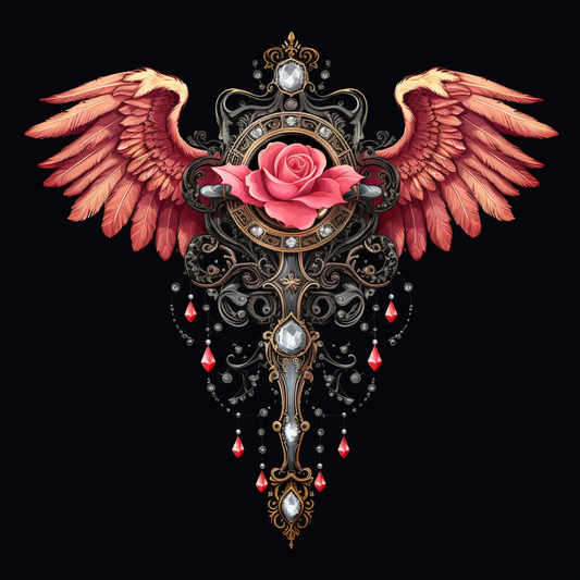 Pink Wing Pink Rose Cross Diamond Art Kit