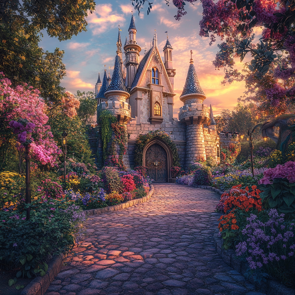 Cobblestone Path Fairytale Castle Diamond Art Kit