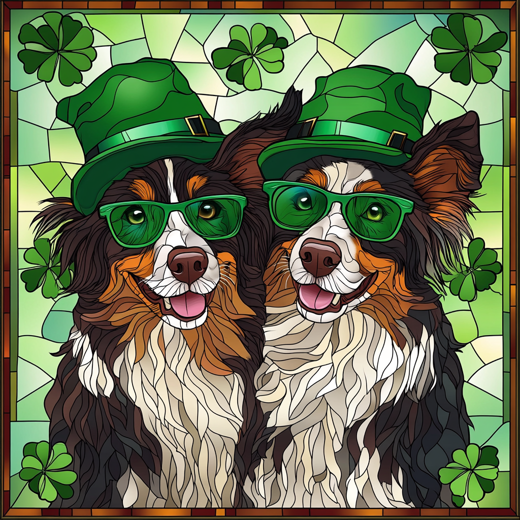 Saint Patricks Border Collies Diamond Art Kit
