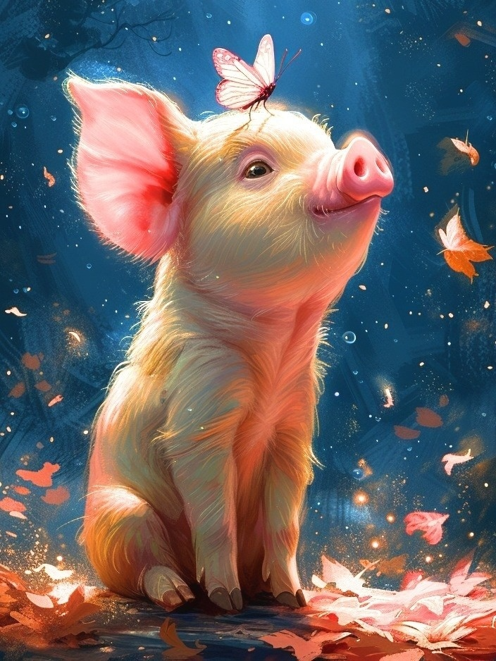 Pig And Butterfly Diamond Art Kit