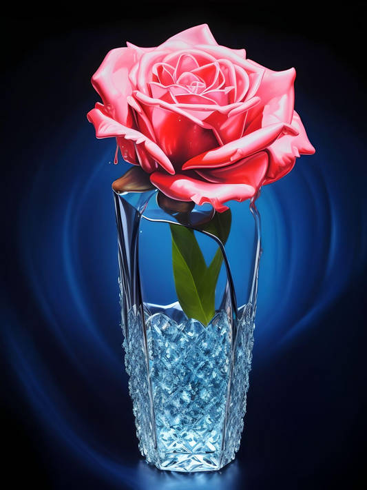 Blue Background Water Pink Rose Diamond Art Kit