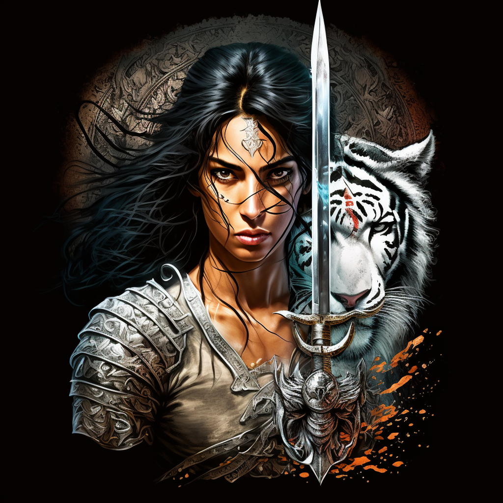 Warrior Woman Tiger Diamond Art Kit