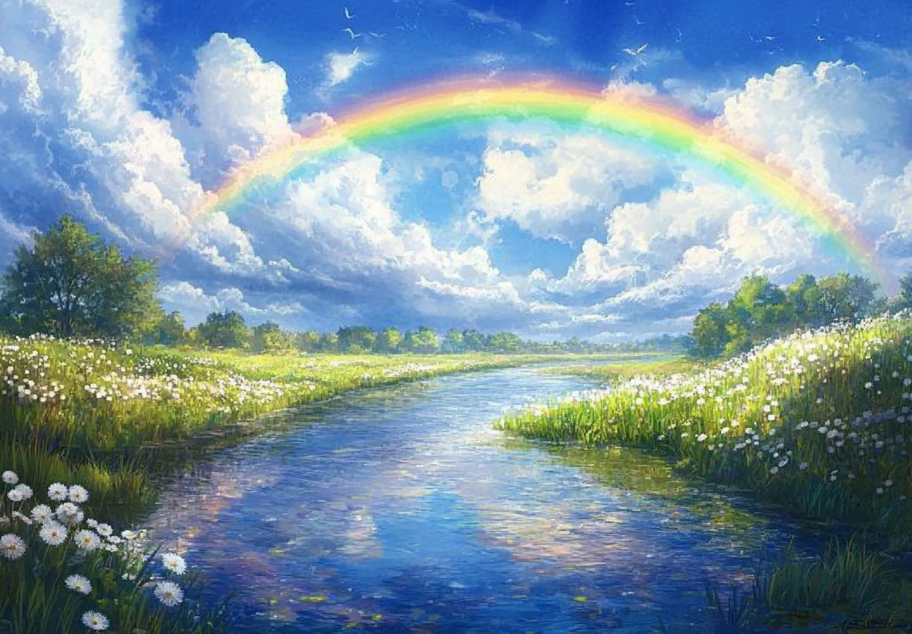 White Daisy River Rainbow Diamond Art Kit