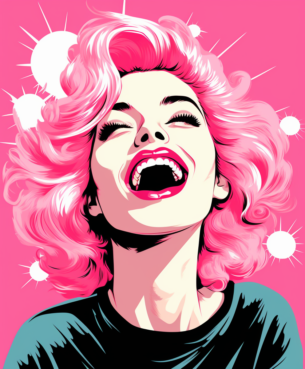Pink Hair Laughing Girl Diamond Art Kit