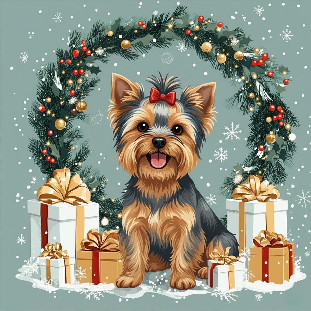 Christmas Arch Yorkie Diamond Art Kit