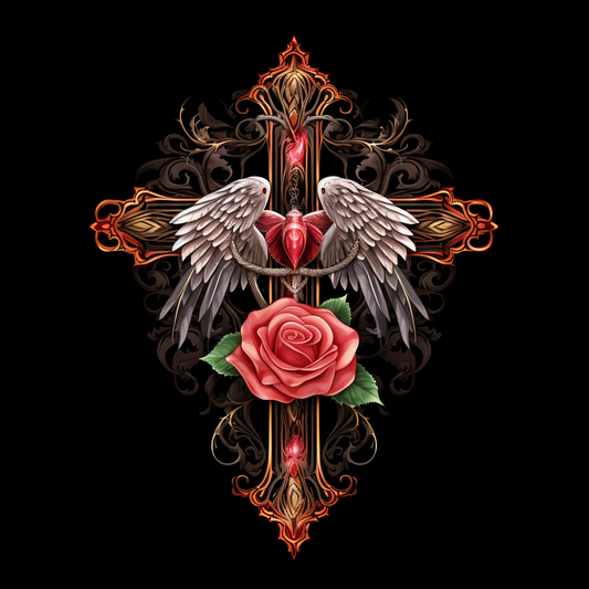 Angelwings Rose Cross Diamond Art Kit