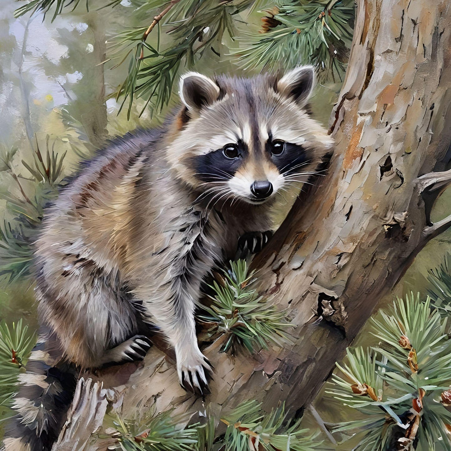Pine Tree Raccoon Diamond Art Kit