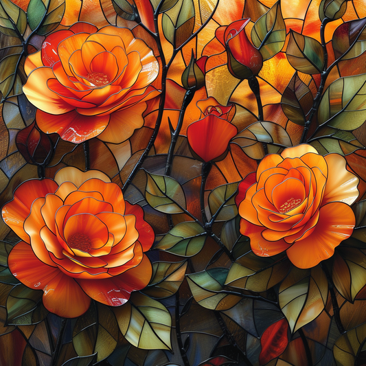 Abstract Orange Roses Diamond Art Kit