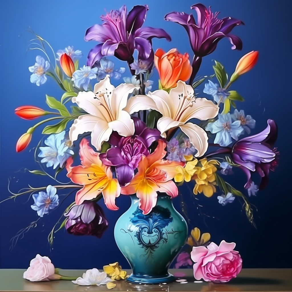 Blue Crest Blue Vase Of Flowers Diamond Art Kit