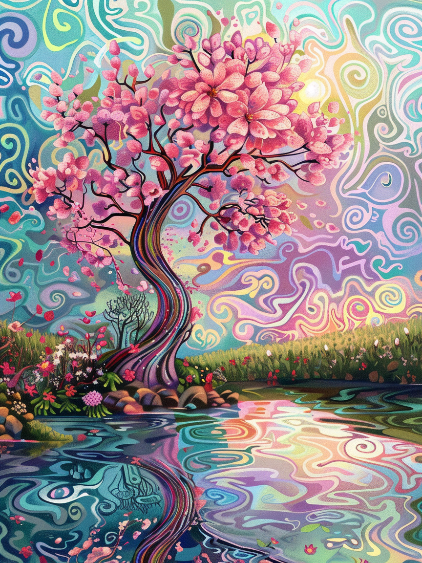 Abstract Sky Cherry Blossom Tree Diamond Art Kit
