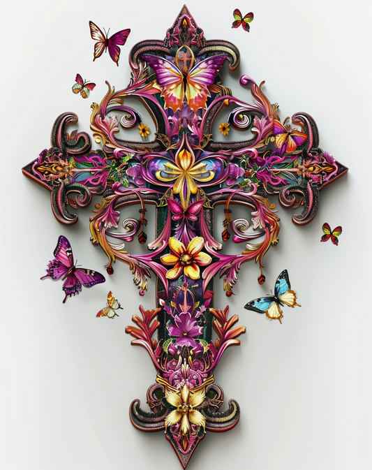 Ornate Butterfly Cross Diamond Art Kit