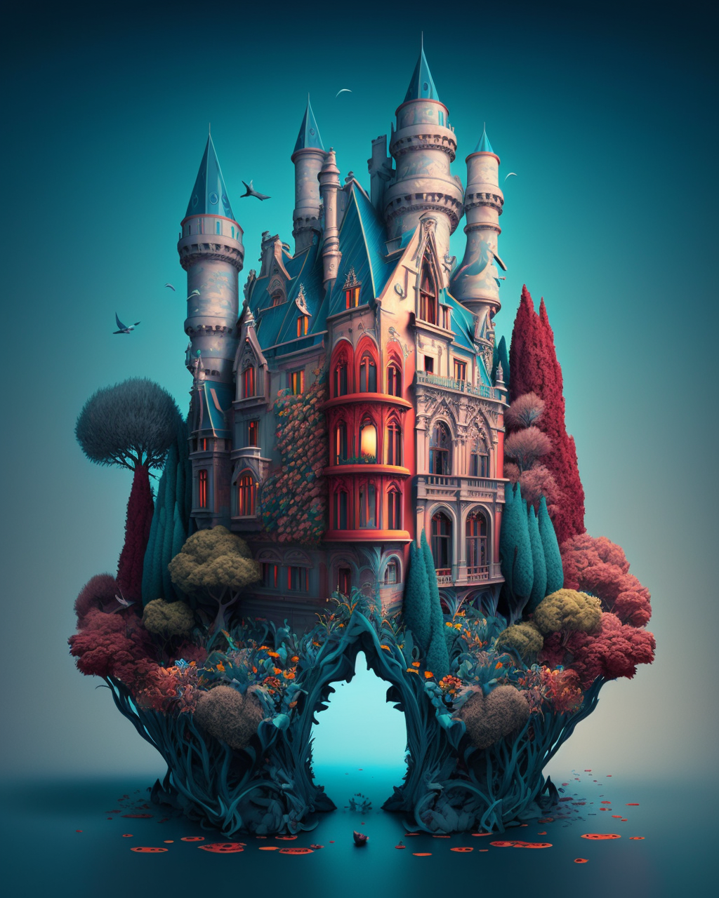 Abstract Tree Castle Diamond Art Kit