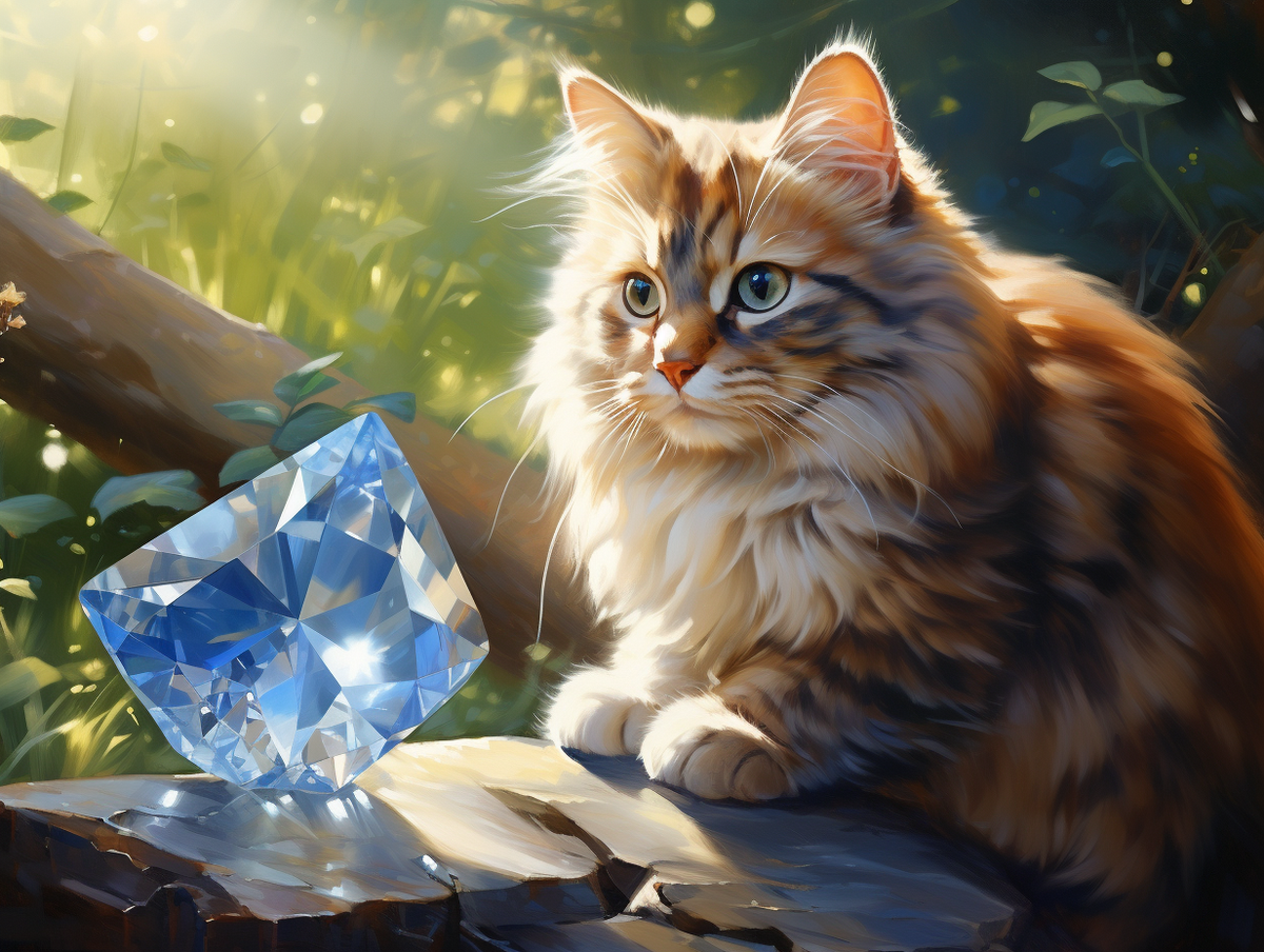 Blue Crystal Cat Diamond Art Kit