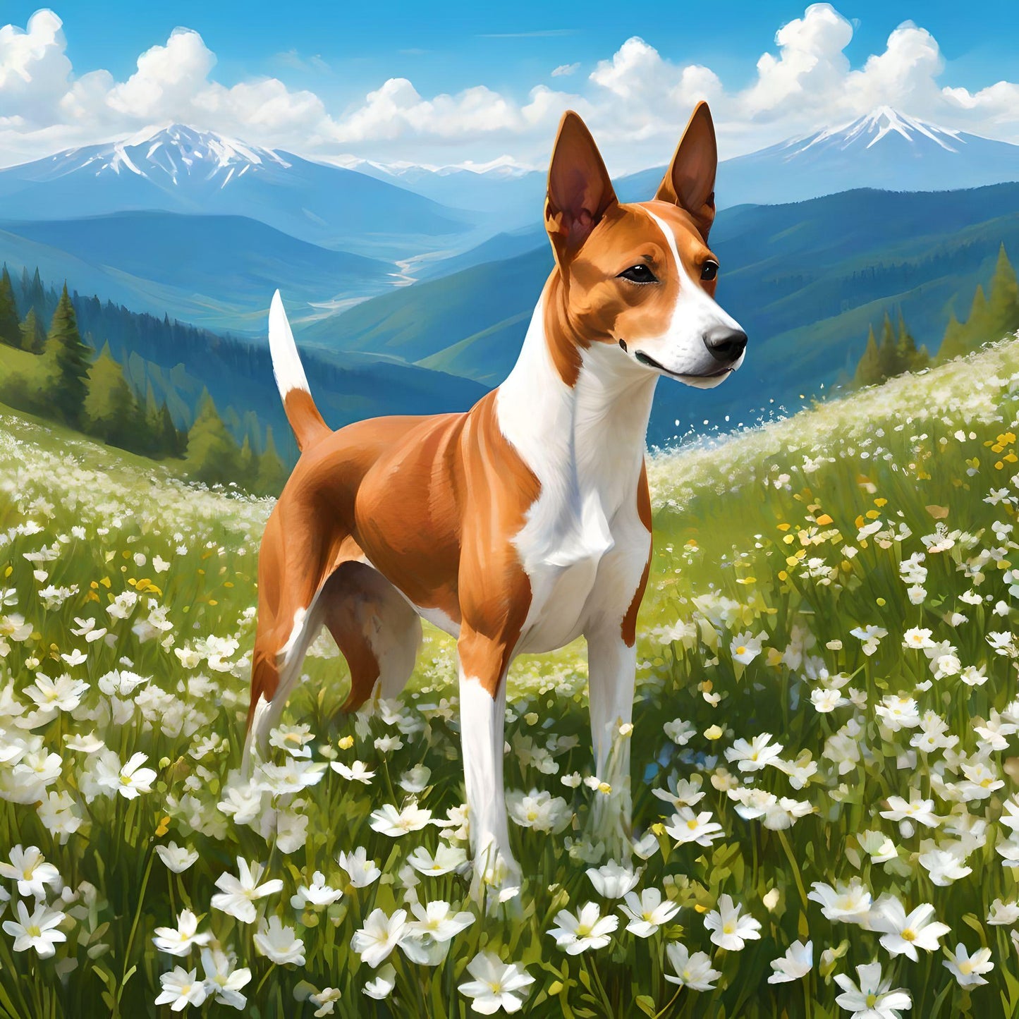 Basenji Meadow Diamond Art Kit