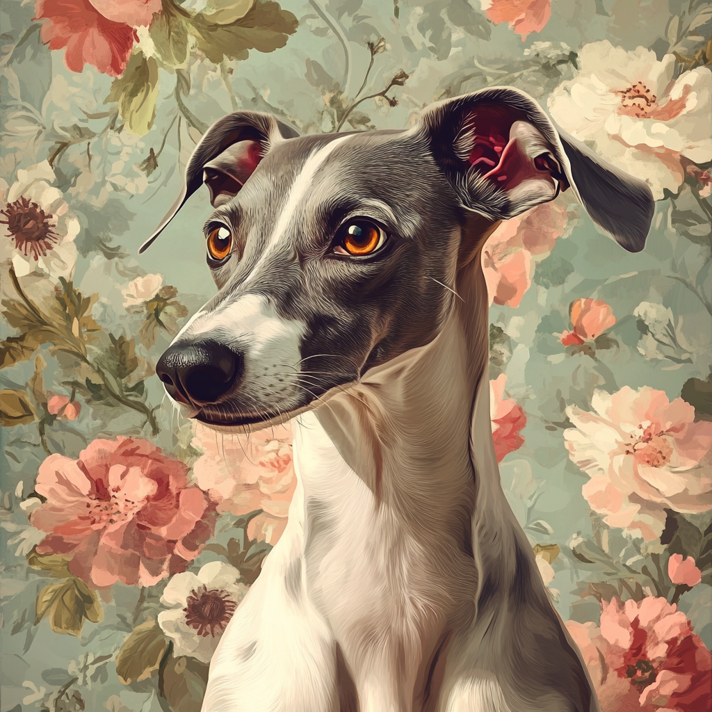 Flower Background Greyhound Diamond Art Kit