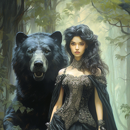 Black Bear Woman Diamond Art Kit