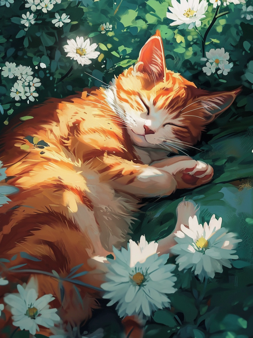 Sleeping Orange Cat Diamond Art Kit