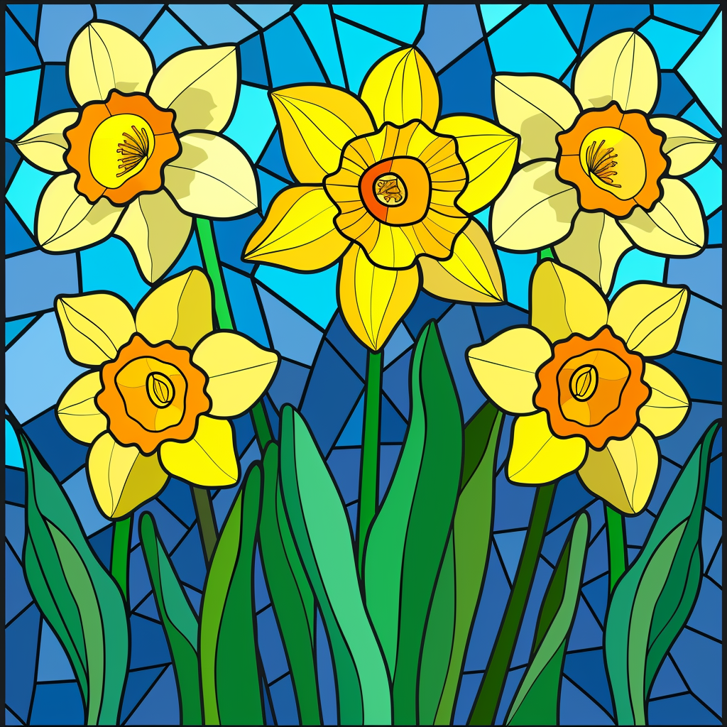 Five Daffodil Abstract Diamond Art Kit